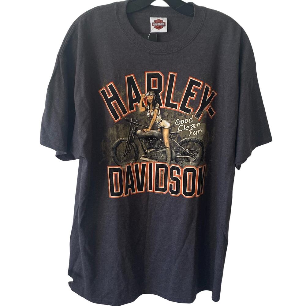 NWT Vintage Y2K Harley Davidson Pin Up Girl T Shirt XL Hanes Beefy R K Stratman